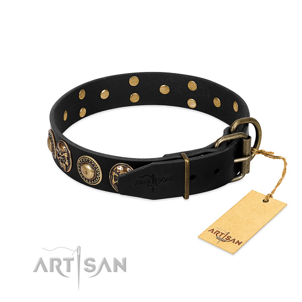thick black leather dog collar by FDT Artisan