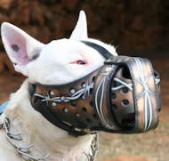 English Bull Terrier Muzzle Hand Painted Leather