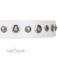 New White Leather Dog Collars Handmade Collection Artisan New White Leather Dog Collars Handmade Collection Artisan