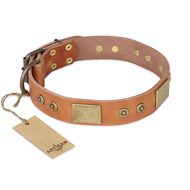 Marvelous Dog Collar of Tan Leather "The Middle Ages" by Artisan Marvelous Dog Collar of Tan Leather "The Middle Ages" by Artisan