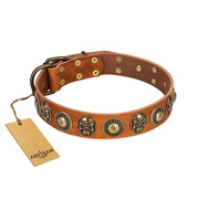 "Mysterious Pirate" Light Tan Leather Dog Collar by FDT Artisan "Mysterious Pirate" Light Tan Leather Dog Collar by FDT Artisan