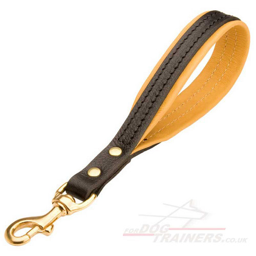 Short Leather Dog Lead Handle Padded