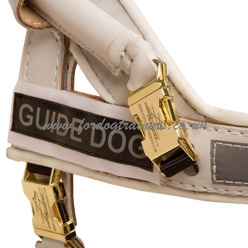 White Leather Dog Harness UK
