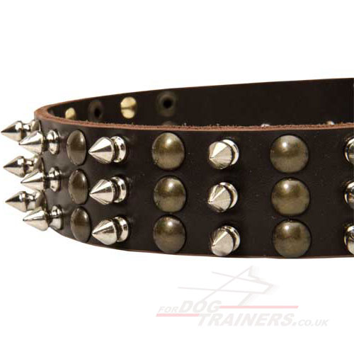 Spiked Leather Dog Collar for German Shepherd