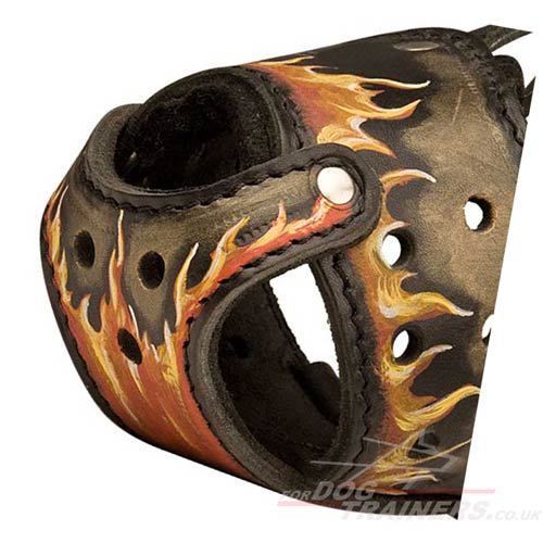 Leather Dog Muzzle Painted