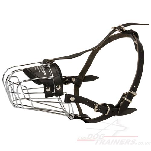 German Shepherd muzzle with padded wire basket