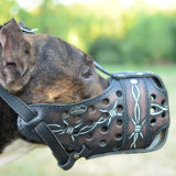 Hand-painted leather dog muzzle