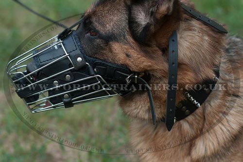 Leather Padded Dog Muzzle for GSD