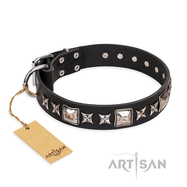 Buy Black Leather Dog Collar with Studs
