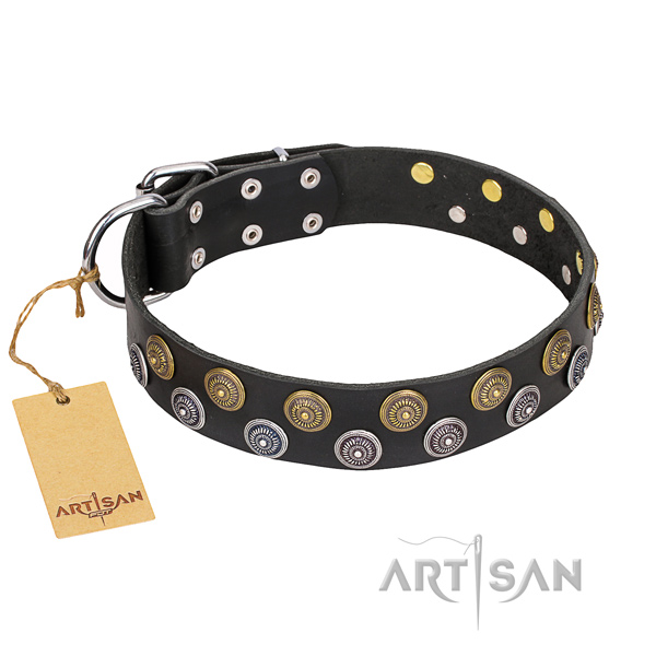 Black Leather Collar for Dogs