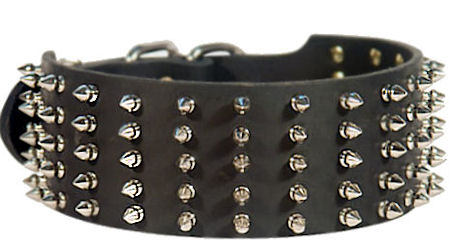 Extra Wide Dog Collar 3 inch Leather with Spikes