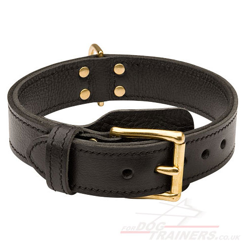 Extra Strong 2 Ply Leather Agitation Dog Collar for Big Dogs - Click Image to Close