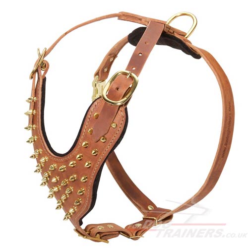 Best New Designer Dog Harness for Large Dog with Golden Spikes - Click Image to Close