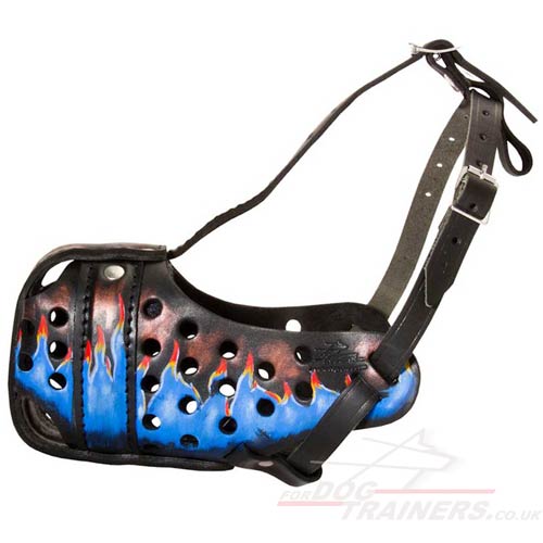 Police Dog Muzzle for K9 Dogs with Handpainted Design
