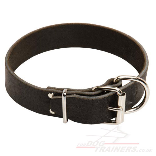 Strong Leather Big Dog Collar For Large Dog 1.5" Wide - Click Image to Close