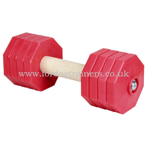 Wooden Fetch Training Dumbbell with Red Plates