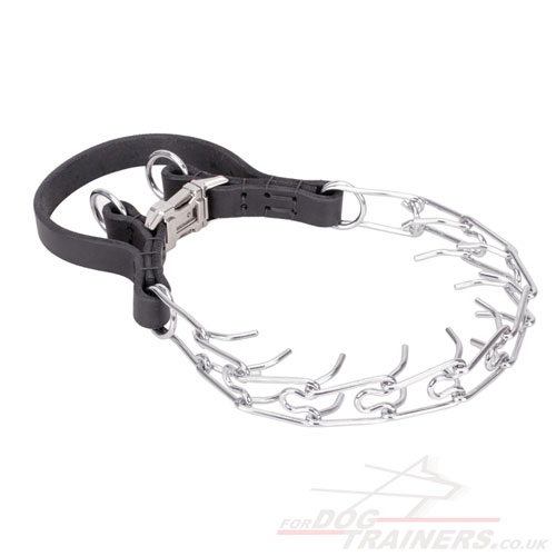 3.25 mm Dog Prong Collar with Quick Release and Leather Handle