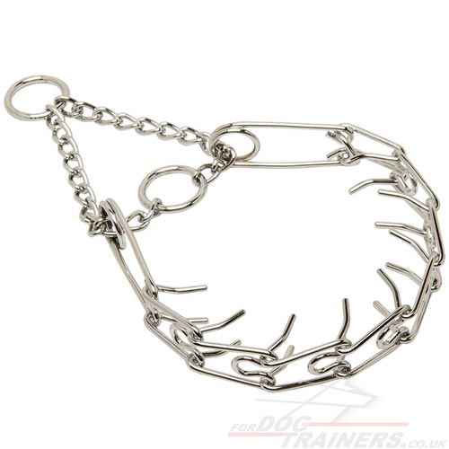 Dog Behaviour Correction Collar with Safe Prongs Chrome-Plated