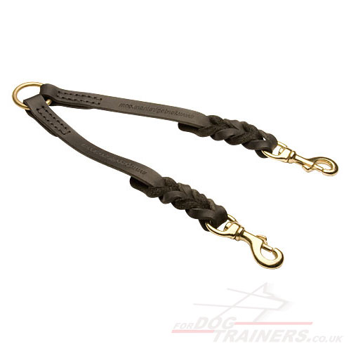 Leather Dog Lead Coupler for Walking 2 Dogs Together - Click Image to Close