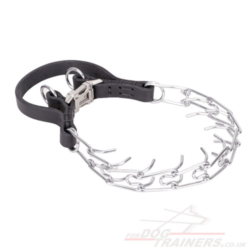 NEW Dog Pinch Collar with Metal Handle and Quick Release Buckle