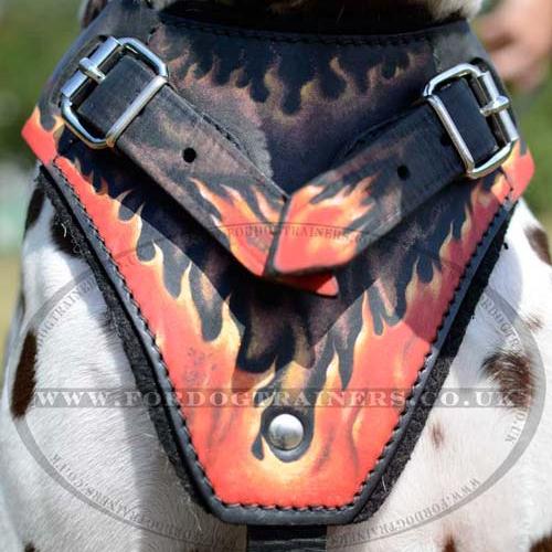 Soft Dog Harness Felt Padded "Flame" for Dalmatian