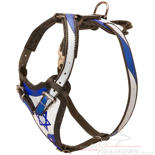 NEW Hand Painted Dog Harness for K9 Training "Israeli Pride"