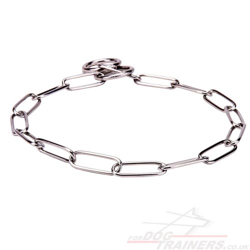 Steel Chain Collar with Long Links, 3 mm Stainless Steel Wire