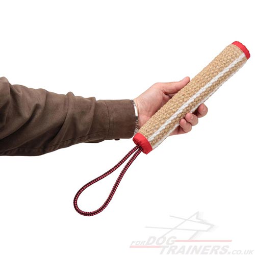 Dog Training Toy of Rolled Jute with Handle
