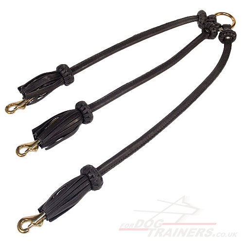Round Leather Lead for Walking Three Dogs