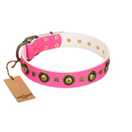 Adorable Fancy Pink Leather Dog Collar by FDT Artisan Adorable Fancy Pink Leather Dog Collar by FDT Artisan