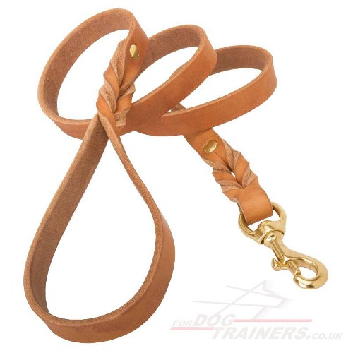 Tan Leather Dog Leash for German Shepherd