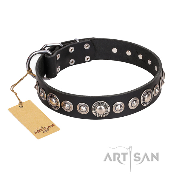 Buy Black Leather Dog Collar