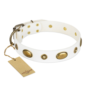 "Flawless White" Leather Dog Collar by NEW Artisan Collection "Flawless White" Leather Dog Collar by NEW Artisan Collection