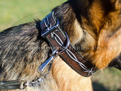 Painted Leather Dog Collar for German Shepherd