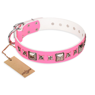 Glamorous Leather Collar "Lady in Pink" Artisan for Pretty Dogs Glamorous Leather Collar "Lady in Pink" Artisan for Pretty Dogs