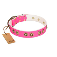 New Pink Studded Dog Collar Leather Handmade Design FDT Artisan New Pink Studded Dog Collar Leather Handmade Design FDT Artisan