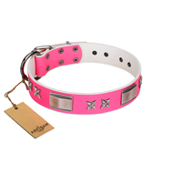 Bright Pink Studded Dog Collar Leather Design FDT Artisan Bright Pink Studded Dog Collar Leather Design FDT Artisan