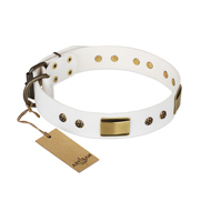 "Precious Necklace" Dog Collar of White Leather by FDT Artisan "Precious Necklace" Dog Collar of White Leather by FDT Artisan