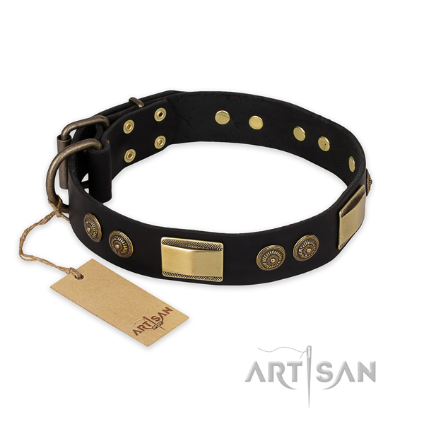 Buy Black Leather Dog Collar UK