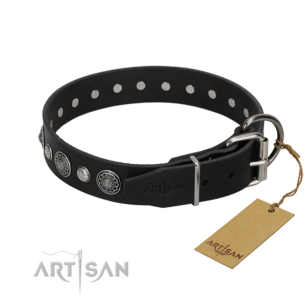 Buckle Black Leather Dog Collars UK