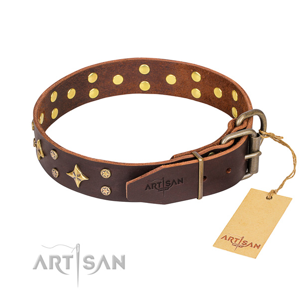 Buy Brown Leather Buckle Dog Collar