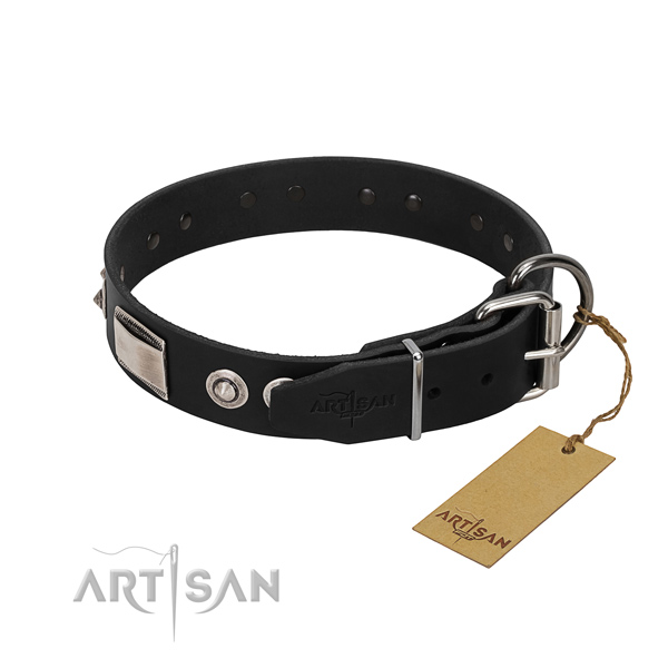 Leather Dog Collar with Belt Buckle