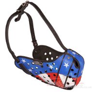 Leather Dog Muzzles for Sale for K-9 Dogs "American Pride" - Click Image to Close