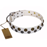 White Leather Collar "Snowflake" FDT Artisan White Leather Collar "Snowflake" FDT Artisan