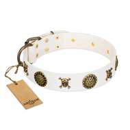 Buy White Studded Dog Collar by New FDT Artisan Collection Buy White Studded Dog Collar by New FDT Artisan Collection