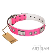 Premium Quality XL Pink Leather Dog Collar by FDT Artisan Premium Quality XL Pink Leather Dog Collar by FDT Artisan